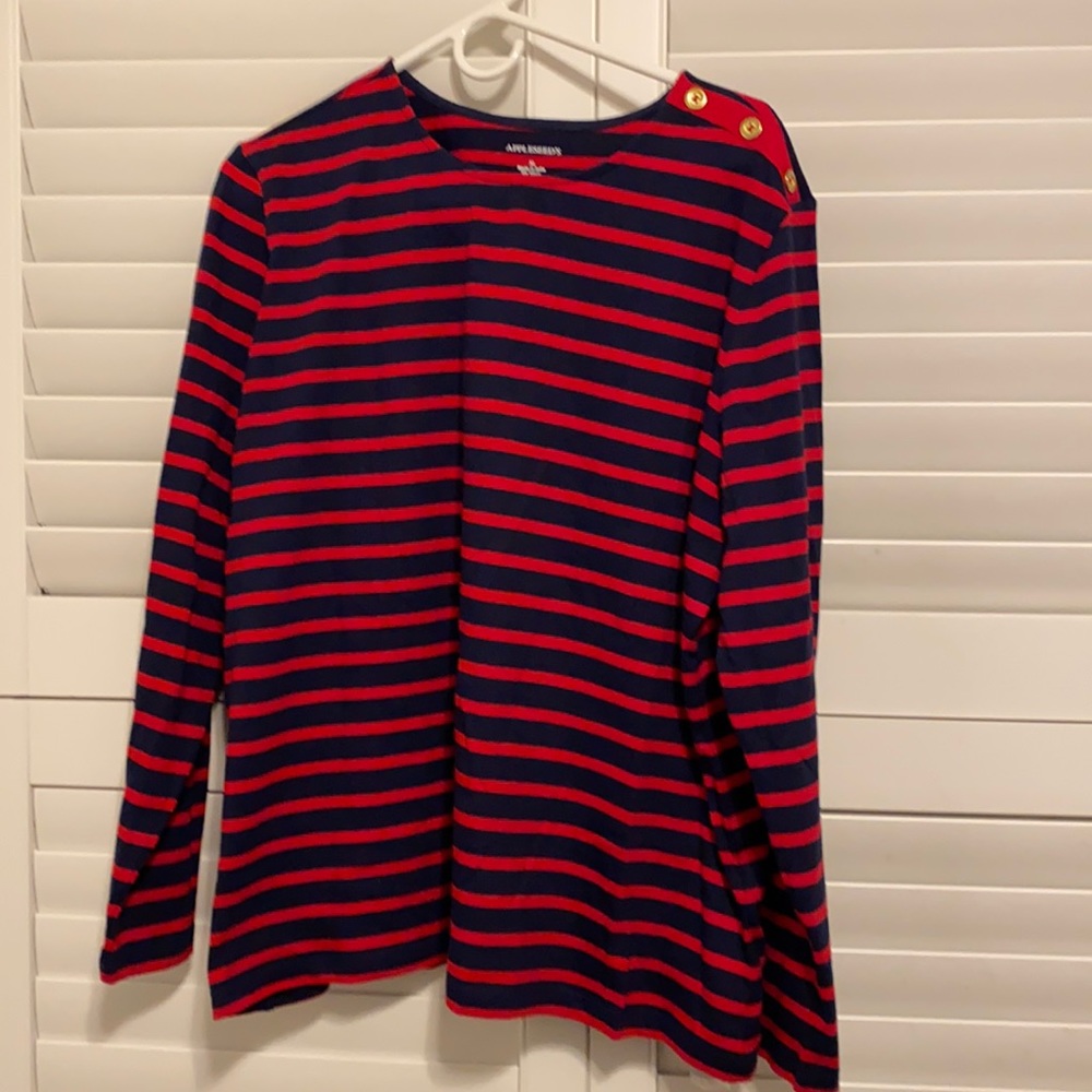 COPY - Appleseed’s gold button red/ blue long sleeve